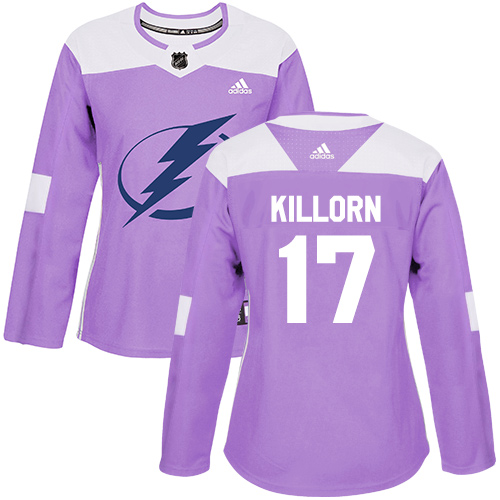 Adidas Lightning #17 Alex Killorn Purple Authentic Fights Cancer Women's Stitched NHL Jersey - Click Image to Close